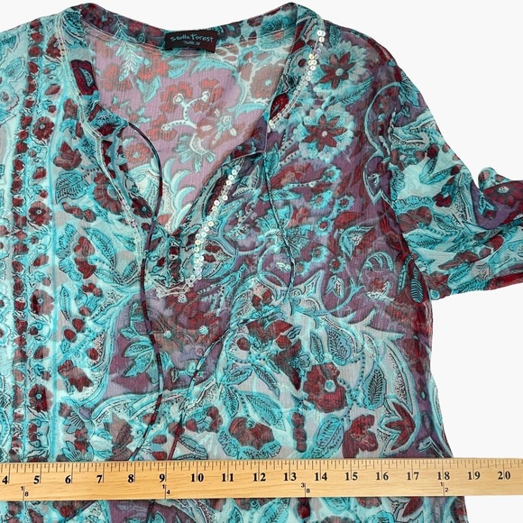 Stella Forest Blue Floral Silk Tunic Dress - Picture 8 of 9